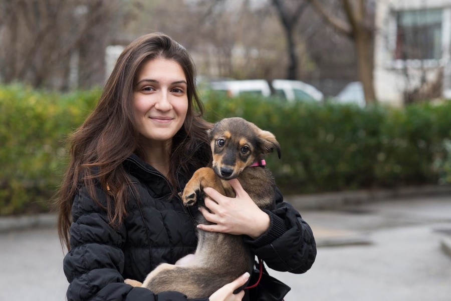 Лохси и Елизабет при поставянето на последната ваксина на кученце в Централна ветеринарна клиника в София